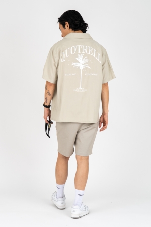 Quotrell Quotrell overhemden Overhemd 3888 dark beige / white