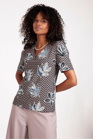 Studio Anneloes Studio Anneloes shirts en tops T-shirt Korte mouw 1590 taupe/black