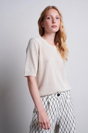 Jane Lushka Jane Lushka truien Trui korte mouw 69086 ecru