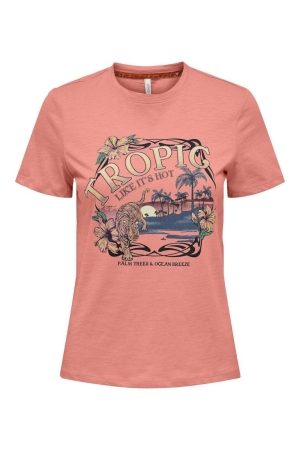 Only Only shirts en tops T-shirt Korte mouw coral haze tropic