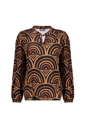 Geisha Geisha shirts en tops T-shirt Lange mouw 999 black/orange combi