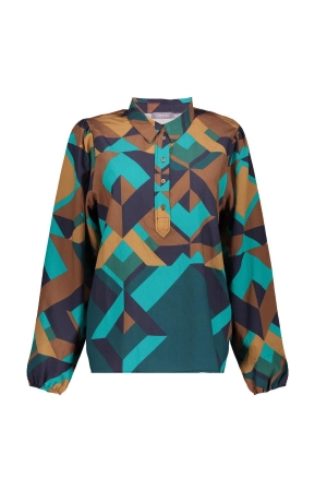 Geisha Geisha blouses Blouse 515 emerald/camel combi