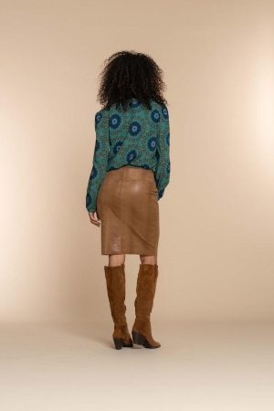 Geisha Geisha shirts en tops T-shirt Lange mouw 515 emerald/camel combi