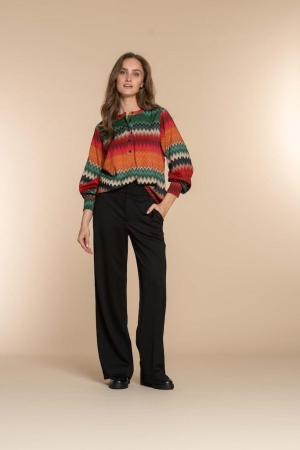 Geisha Geisha shirts en tops T-shirt Lange mouw 530 green/red combi