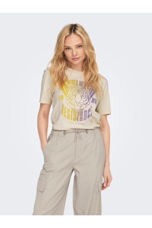 Only Only shirts en tops T-shirt Korte mouw sandshell revolution