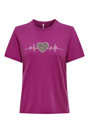 Only Only shirts en tops T-shirt Korte mouw clover leo heart