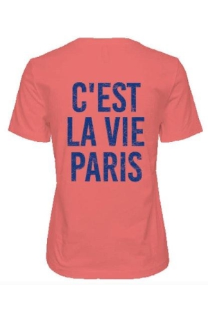 Only Only shirts en tops T-shirt Korte mouw fusion coral paris