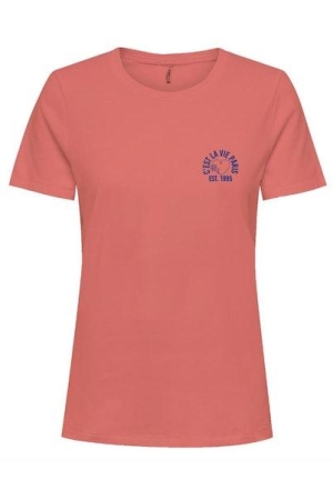 Only Only shirts en tops T-shirt Korte mouw fusion coral paris