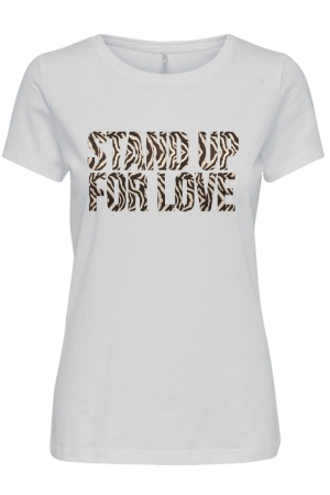 Only Only shirts en tops T-shirt Korte mouw cloud dancer stand up