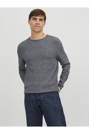 J&J Premium J&J Premium truien Trui maritime blue twisted w. cloud dancer