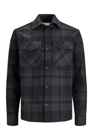 J&J Premium J&J Premium overhemden Overshirt dark grey melange comfort fit