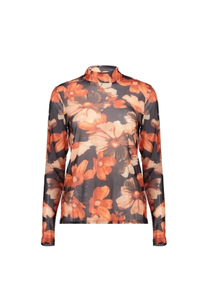 Geisha Geisha shirts en tops T-shirt Lange mouw 999 black / burned orange / brown