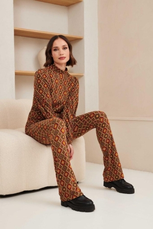 Lofty Manner Lofty Manner shirts en tops T-shirt Lange mouw 470 green ikat print