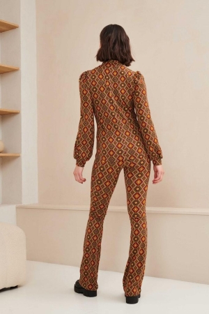 Lofty Manner Lofty Manner shirts en tops T-shirt Lange mouw 470 green ikat print