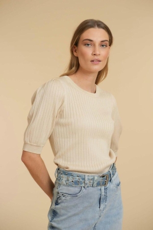 Geisha Geisha truien Trui korte mouw 10 off-white