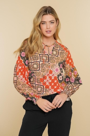 Geisha Geisha shirts en tops T-shirt Korte mouw 720 sand/coral/fuchsia