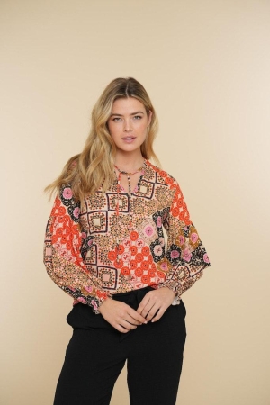 Geisha Geisha shirts en tops T-shirt Korte mouw 720 sand/coral/fuchsia