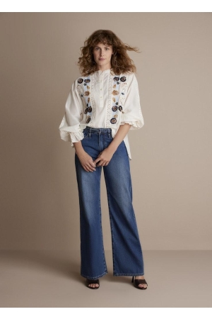 SUMMUM SUMMUM blouses Blouse 129 ivory-blue