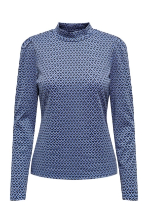 Only Only shirts en tops T-shirt Lange mouw dazzling blue graphic diamond