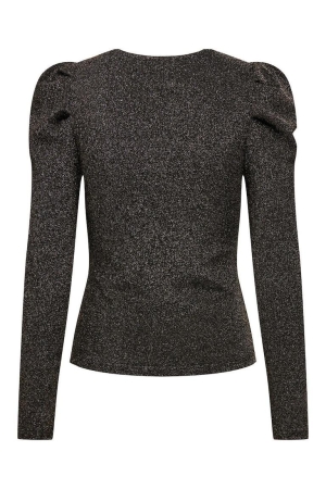 Only Only shirts en tops T-shirt Lange mouw silver gold glitter