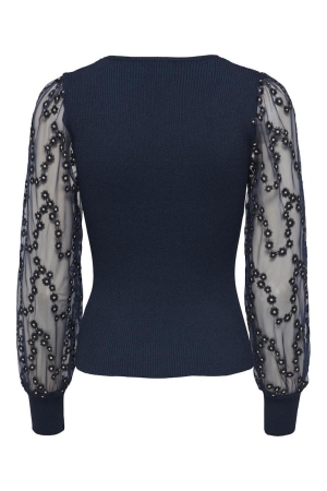 Only Only truien Trui dress blues dress blue/gold glitter flowers