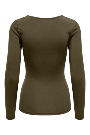Only Only shirts en tops T-shirt Lange mouw dark olive