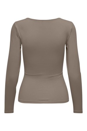 Only Only shirts en tops T-shirt Lange mouw walnut
