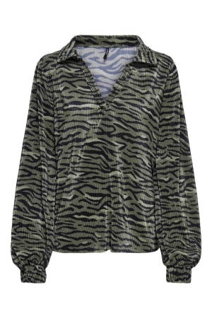 Only Only shirts en tops T-shirt Lange mouw kalamata wavy tiger