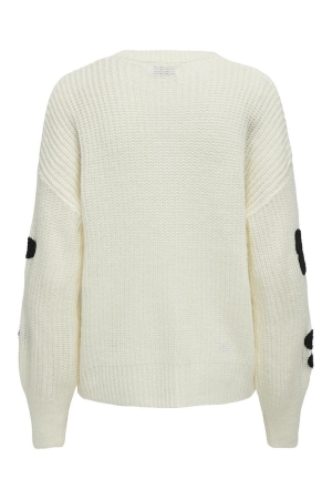 Only Only shirts en tops T-shirt Lange mouw cloud dancer black flower emb