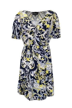 Elvira Casuals Elvira Casuals jurken Jurk 872 navy ibiza print