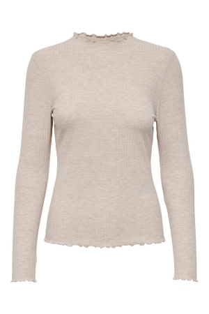 Only Only shirts en tops T-shirt Lange mouw pumice stone melange