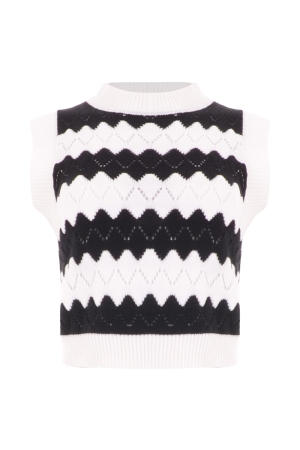 Maicazz Maicazz truien Trui korte mouw black-offwhite