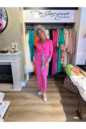 DeJacque DeJacque jurken Lange Jurken fucsia/ leo print