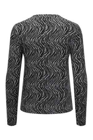 Only Only shirts en tops T-shirt Lange mouw medium grey melange black zebra