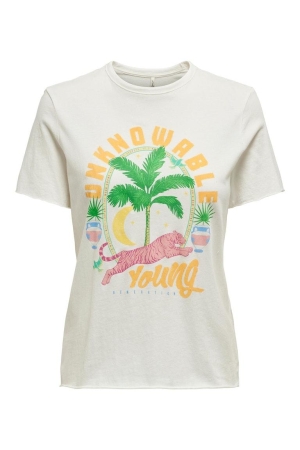 Only Only shirts en tops T-shirt Korte mouw cloud dancer unknowable