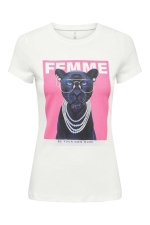 Only Only shirts en tops T-shirt Korte mouw bright white femme