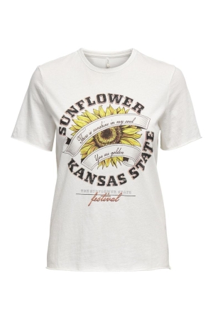 Only Only shirts en tops T-shirt Korte mouw cloud dancer sunflower