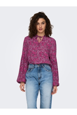 Only Only shirts en tops T-shirt Lange mouw very berry floral boho